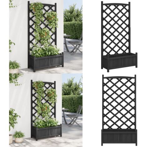 Jardinera con enrejado madera maciza de abeto negro - Jardinera con enrejado - Madera maciza de abeto