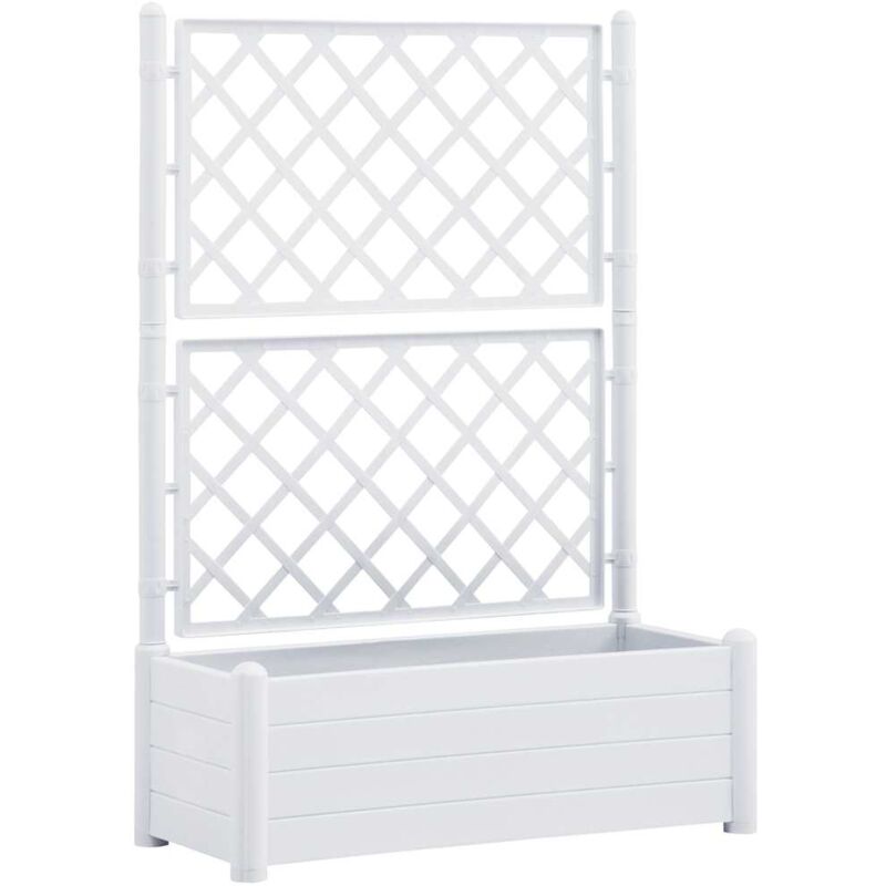 

vidaXL Jardinera con enrejado PP blanca 100x43x142 cm - Blanco