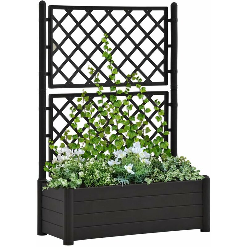 

Jardinera con enrejado PP gris antracita 100x43x142 cm