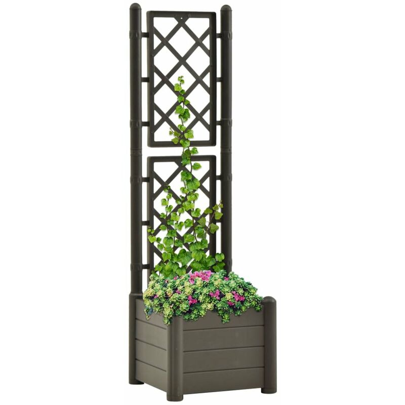 

Jardinera con enrejado PP gris antracita 43x43x142 cm