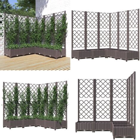 Jardinera con enrejado PP marrón 120x120x121,5 cm - Jardinera exterior - Jardinera marrón