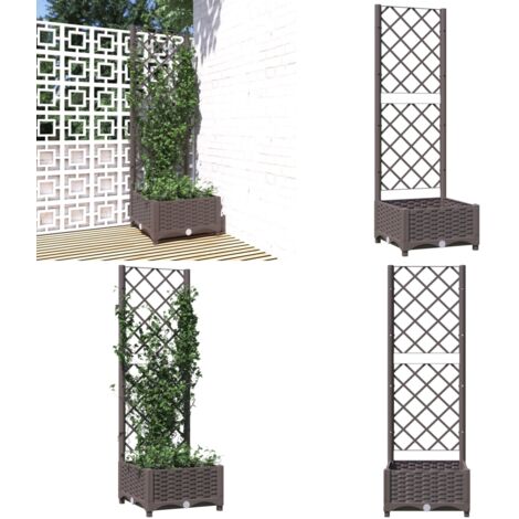 Jardinera con enrejado PP marrón 40x40x121,5 cm - Jardinera exterior - Jardinera para plantas