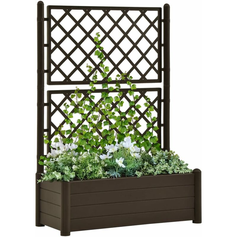 

Jardinera con enrejado PP moca 100x43x142 cm