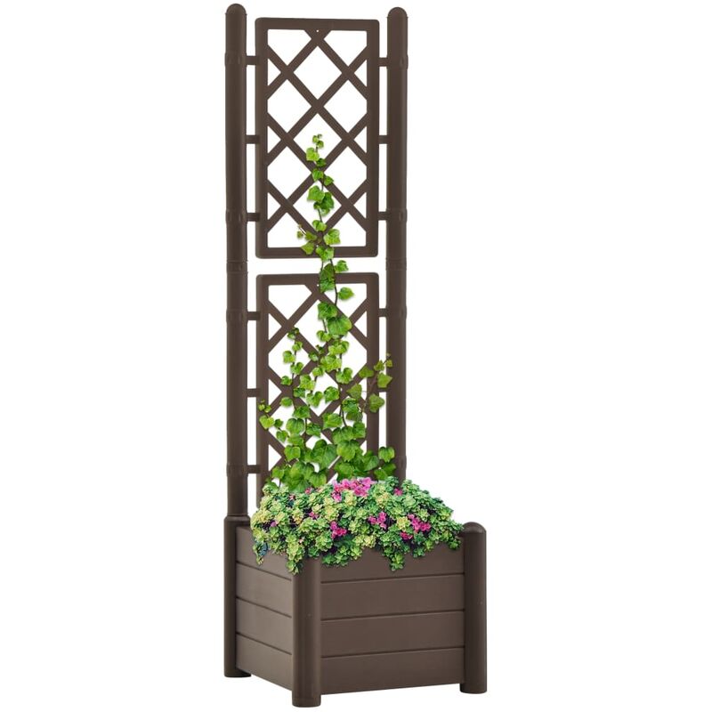 

Jardinera con enrejado PP moca 43x43x142 cm - Marrón
