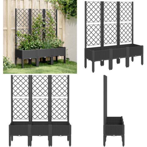 Jardinera con enrejado PP negro 120x40x142 cm - Jardinera de exterior - Jardinera para plantas trepadoras