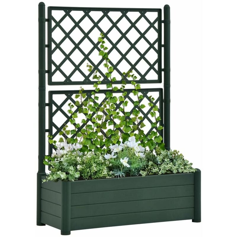 

Jardinera con enrejado PP verde 100x43x142 cm