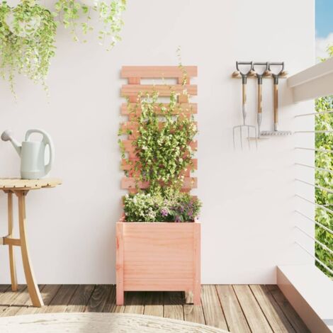 Jardinera con estantería madera maciza Douglas 39x39,5x114 cm