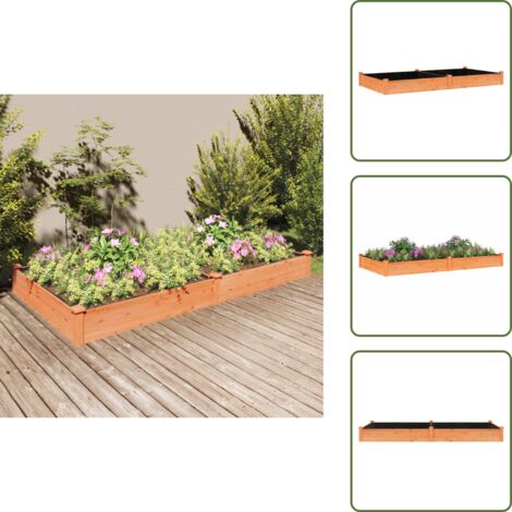 Jardinera con fondo abierto - vidaXL Jardinera arriate con forro madera abeto marrón 240x120x25 cm - Jardinera decorativa