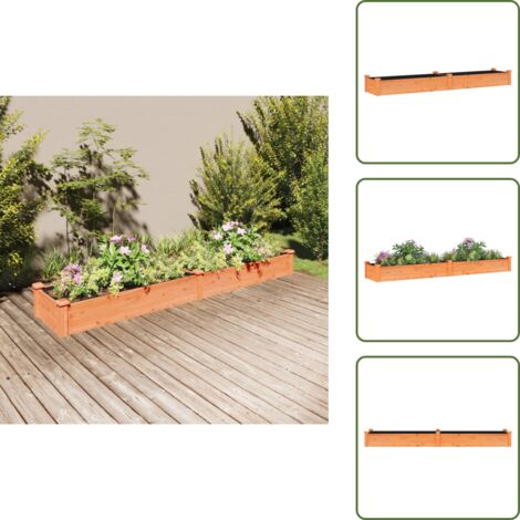 Jardinera con fondo abierto - vidaXL Jardinera arriate con forro madera abeto marrón 240x45x25 cm - Jardinera decorativa