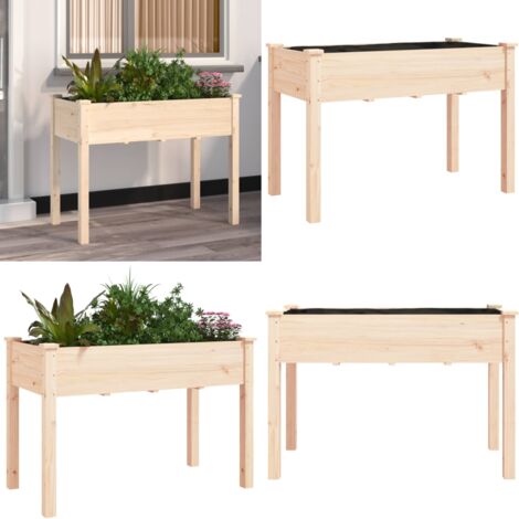 Jardinera con forro interior madera maciza abeto 118x59x76 cm - Jardinera con forro interior - Jardinera para jardín