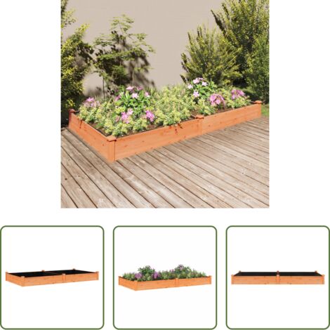 Jardinera con forro -  Jardinera arriate con forro madera abeto marrón 240x120x25 cm