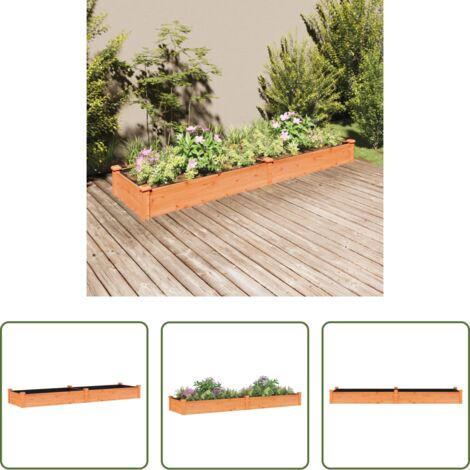 Jardinera con forro -  Jardinera arriate con forro madera abeto marrón 240x60x25 cm