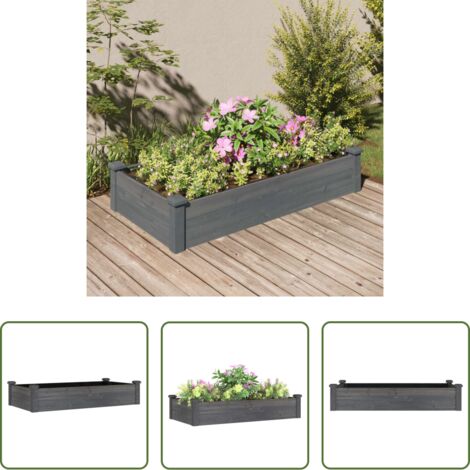 Jardinera con forro - Jardinera arriate forro madera maciza abeto gris 120x60x25 cm