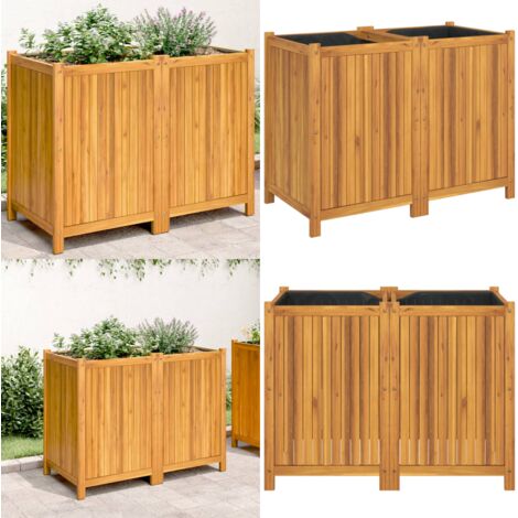 Jardinera con forro madera maciza de acacia 100x50x75 cm - Jardinera de patio - Jardinera de acacia