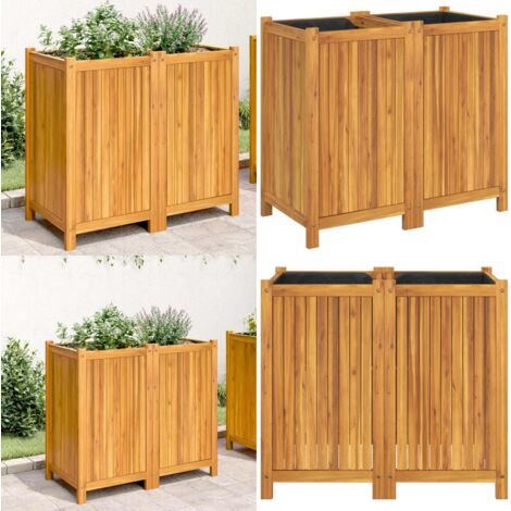Jardinera con forro madera maciza de acacia 84x42x75 cm - Acacia - Jardín