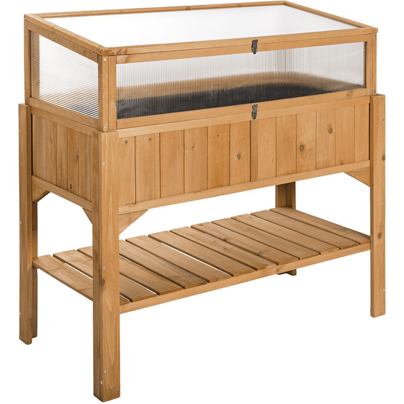 

Tectake - Jardinera con semillero - mueble para jardín en casa, jardinera de madera con espacio de almacenamiento, cajón para huerto urbano en