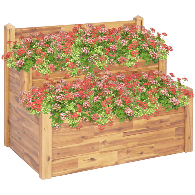 

Jardinera de 2 niveles madera maciza de acacia 110x75x84 cm