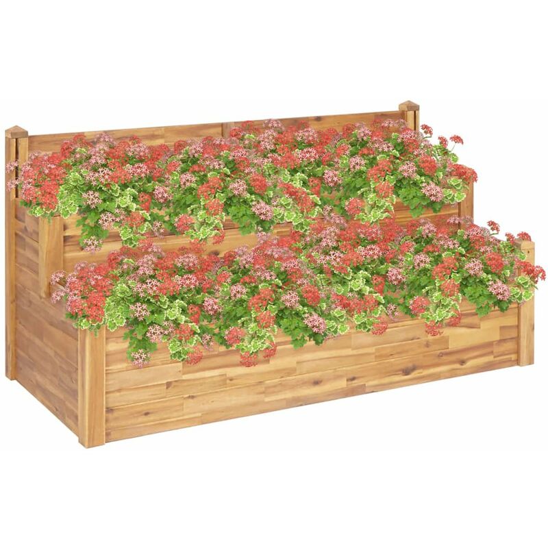 

Jardinera de 2 niveles madera maciza de acacia 160x75x84 cm