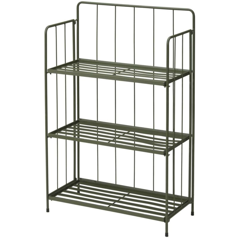 Well home - Jardinière 3 étages en métal vert pliable H.90