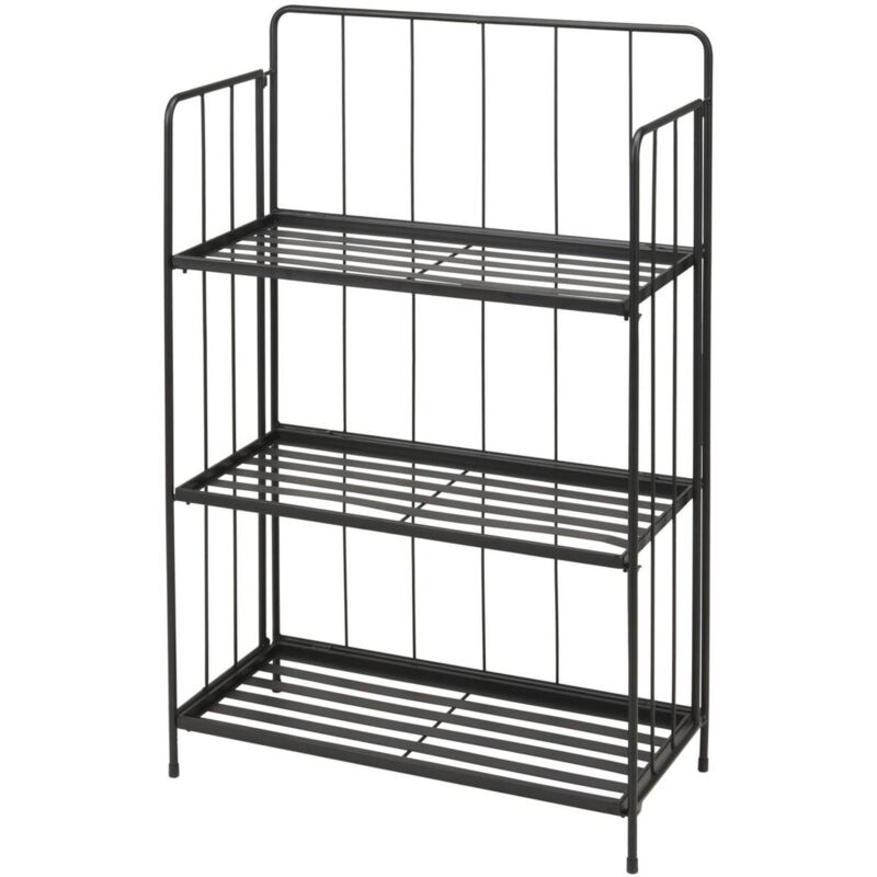 Well home - Jardinière 3 étages en métal noir design pliable H.90