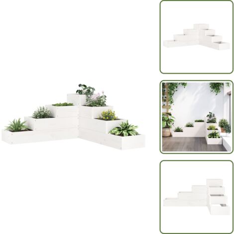 Jardinera de 4 niveles - vidaXL Jardinera 4 niveles madera maciza de pino blanca 80,5x79x36 cm - Macetero de pino blanco