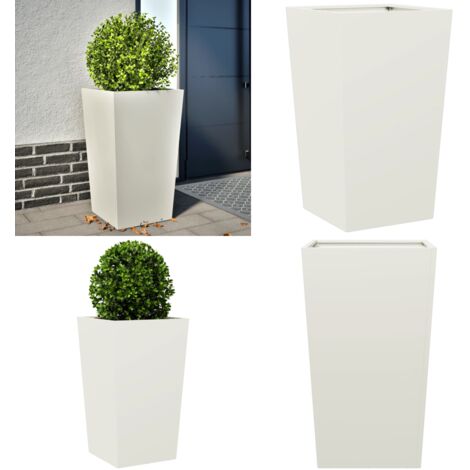 Jardinera de acero blanca 45x45x75 cm - Macetero de jardín - Maceta para plantas