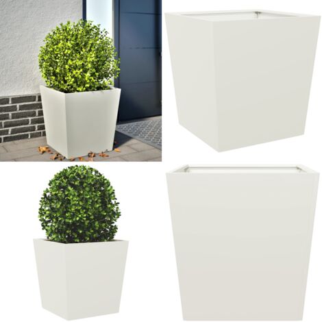 Jardinera de acero blanca 50x50x50 cm - Macetero de jardín - Maceta para plantas