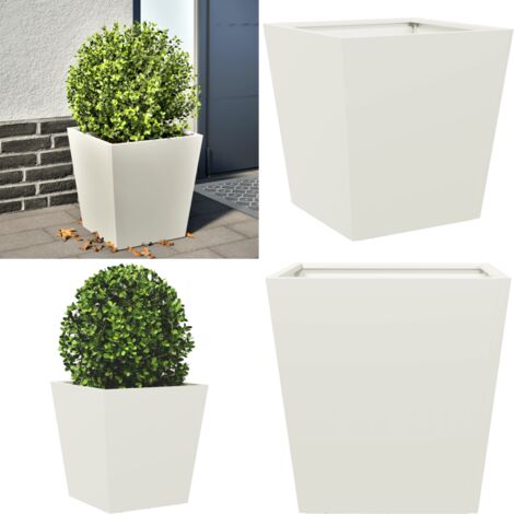 Jardinera de acero blanco 40x40x40 cm - Macetero de jardín - Maceta para plantas