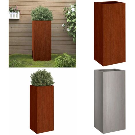 Jardinera de acero corten 32x29x75 cm - Acero resistente - Decoración de jardín