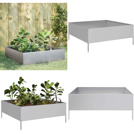 Jardinera de acero galvanizado 100x100x25 cm - Bancal elevado - Plantas