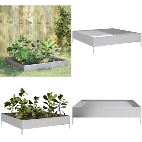 Jardinera de acero galvanizado 100x100x26 cm - Bancal elevado - Plantas