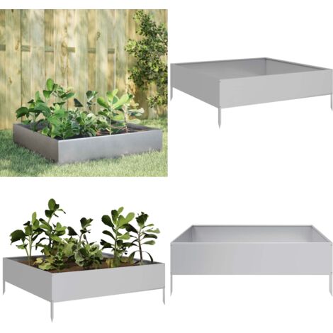 Jardinera de acero galvanizado 100x100x33,5 cm - Bancal elevado - Acero galvanizado