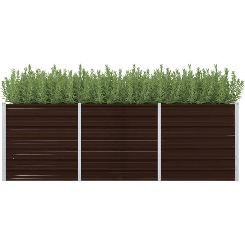 

vidaXL Arriate de acero galvanizado marrón 240x80x77 cm - Marrón