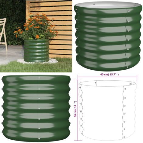 Jardinera de acero galvanizado verde 40x40x36 cm - Maceta para jardín - Maceta redonda