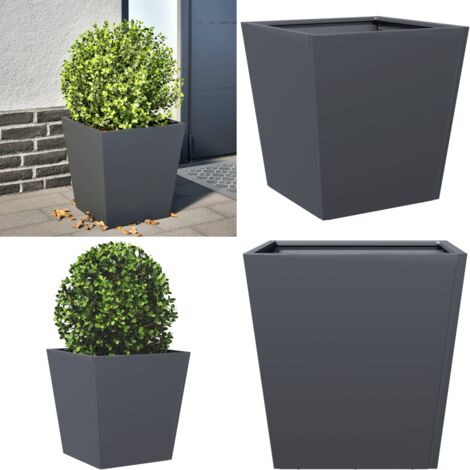 Jardinera de acero gris antracita 40x40x40 cm - Macetero de jardín - Maceta para plantas