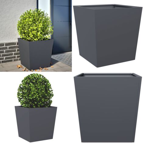 Jardinera de acero gris antracita 50x50x50 cm - Macetero de jardín - Maceta para plantas