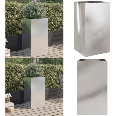 Jardinera de acero inoxidable plateado 42x38x75 cm - Jardinera decorativa - Maceta para plantas