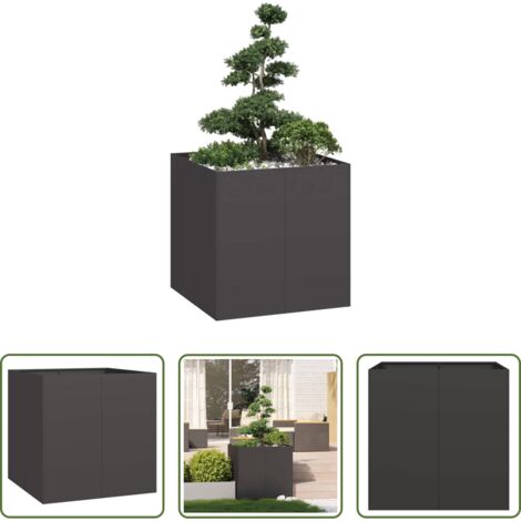 Jardinera de acero -  Jardinera acero negro 80x80x80 cm