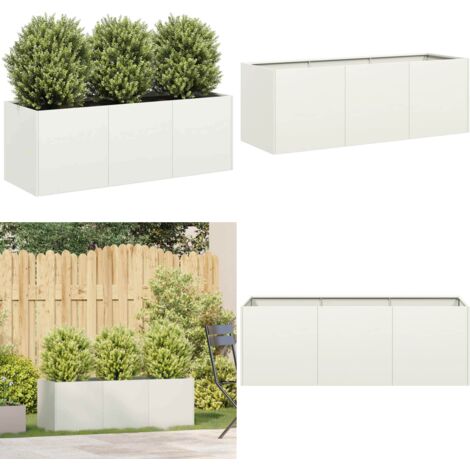 Jardinera de acero laminado en frío blanco 120x40x40 cm - Jardinera de acero laminado en frío - Jardinera para jardín