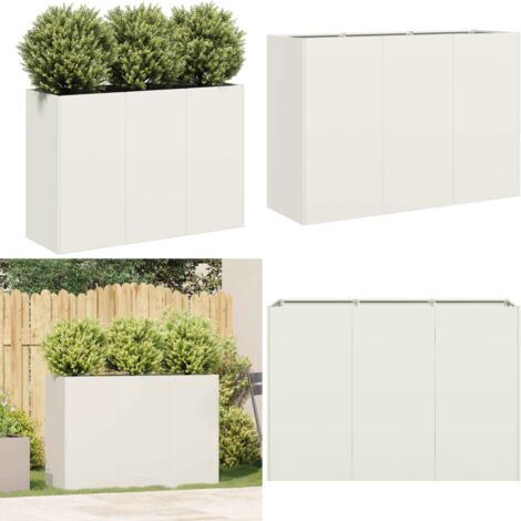 Jardinera de acero laminado en frío blanco 120x40x80 cm - Jardinera de acero laminado en frío - Jardinera para jardín