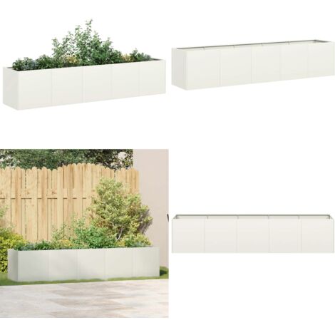 Jardinera de acero laminado en frío blanco 200x40x40 cm - Jardinera de acero laminado en frío - Jardinera para jardín