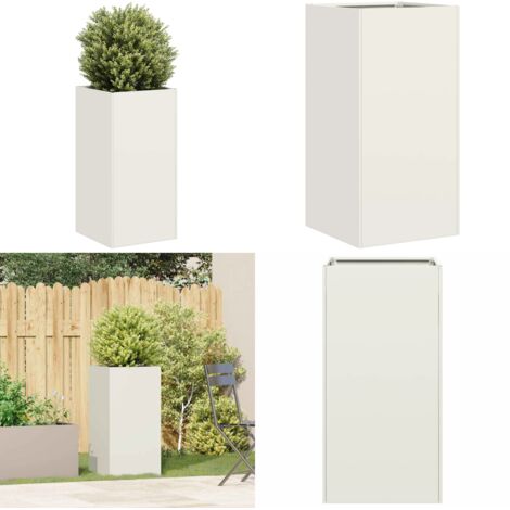 Jardinera de acero laminado en frío blanco 40x40x80 cm - Jardinera de acero laminado en frío - Jardinera para jardín