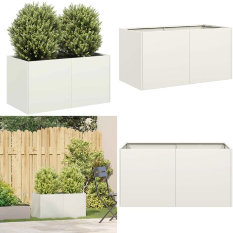 Jardinera de acero laminado en frío blanco 80x40x40 cm - Jardinera de acero laminado en frío - Jardinera para jardín