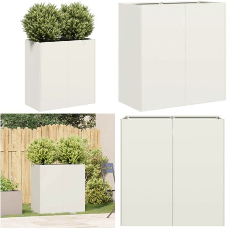 Jardinera de acero laminado en frío blanco 80x40x80 cm - Jardinera de acero laminado en frío - Jardinera para jardín