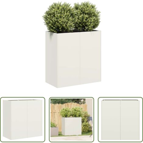 Jardinera de acero laminado en frío -  Jardinera de acero laminado en frío blanco 80x40x80 cm