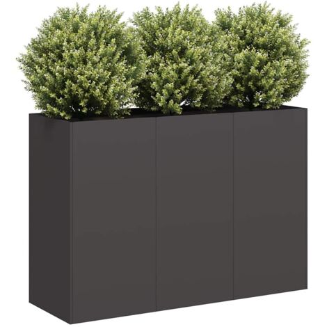 Jardinera de acero laminado en frío negro 120x40x80 cm