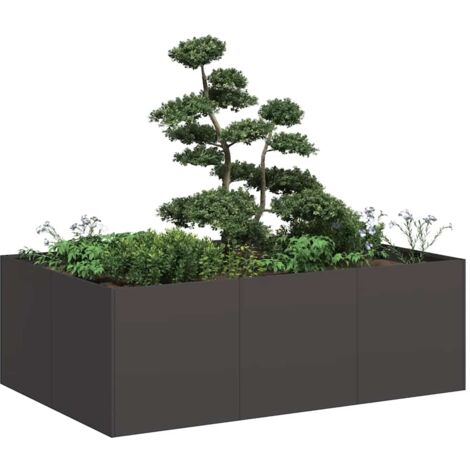 Jardinera de acero laminado en frío negro 120x80x40 cm