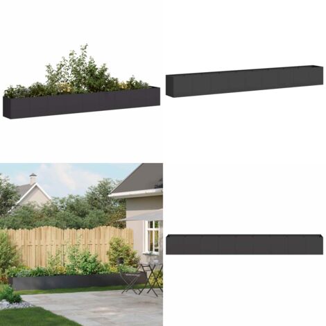 Jardinera de acero laminado en frío negro 360x40x40 cm - Jardinera de acero laminado en frío - Jardinera para jardín