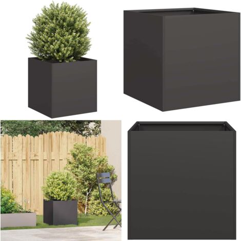 Jardinera de acero laminado en frío negro 40x40x40 cm - Jardinera de acero laminado en frío - Jardinera para jardín