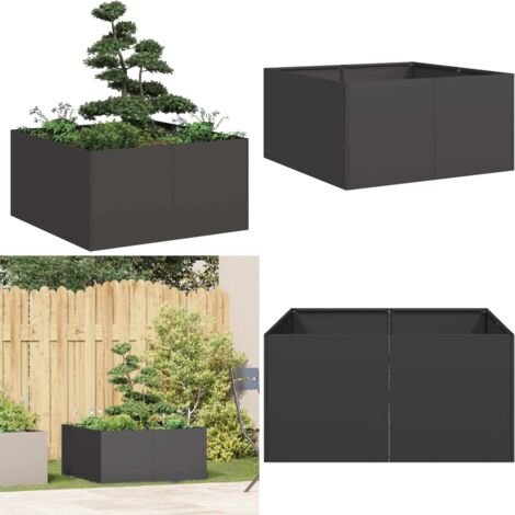 Jardinera de acero laminado en frío negro 80x80x40 cm - Jardinera de acero laminado en frío - Jardinera para jardín